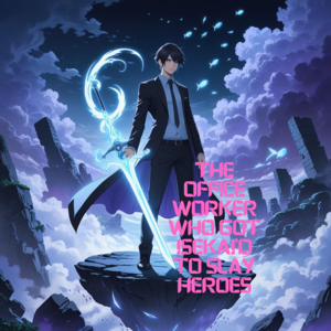 The office worker who got isekaid to slay heores - Ai Canva generated