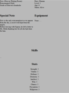 Eiric Stat Sheet