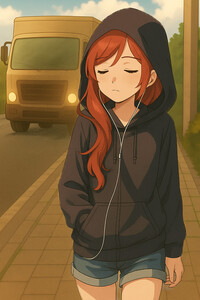 Aiko listening to music