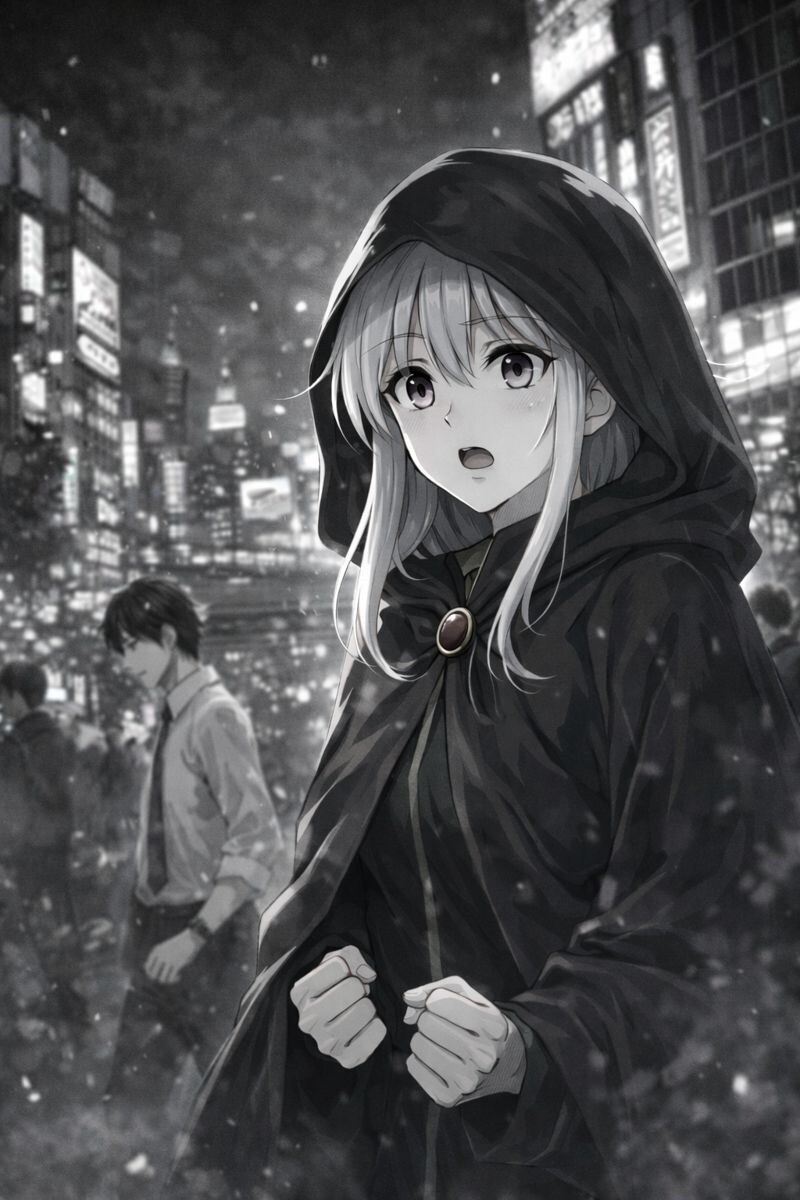 Claire looks confused by the human world that has changed so much Official Illustration