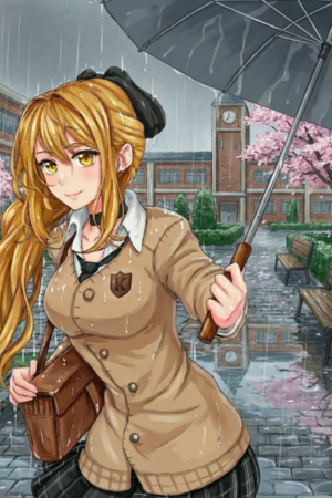 Anita in the rain + Background in Color 