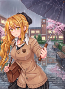 Anita in the rain + Background in Color 