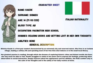 Shimizu Kaede (Character Sheet)