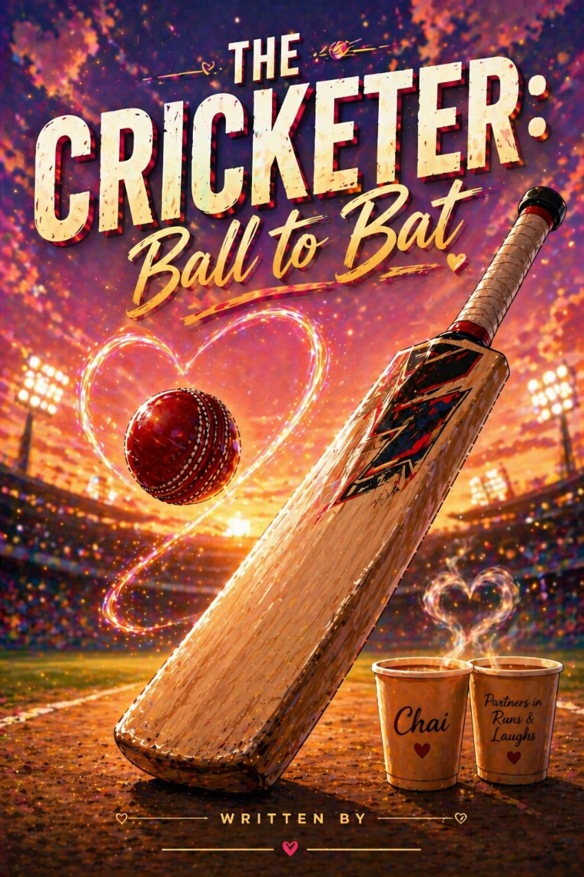 The cricketer- ball to bat