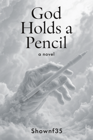 GOD HOLDS A PENCIL- Created by AI