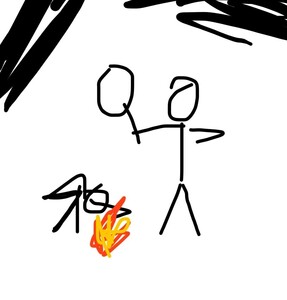Ogle and bogle starting a fire
